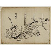 Okumura Masanobu: Courtesans Imitating the Four Sleepers (Yûkun shisui), from a set of parodies by courtesans - Museum of Fine Arts