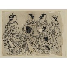 奥村政信: Courtesans in procession - ボストン美術館