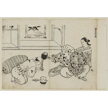奥村政信: Kuro-sama no orihana (Daikoku's Magic Hammer), from an untitled series of the Seven Gods of Good Fortune in the pleasure quarters - ボストン美術館