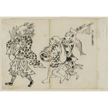 奥村政信: Daikagura wa sampukujin no yoimagiri (?), from an untitled series of the Seven Gods of Good Fortune in the pleasure quarters - ボストン美術館