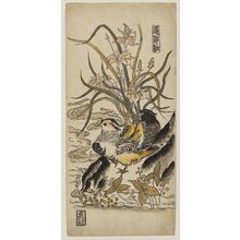 Nishimura Shigenaga: Mandarin Ducks, Iris, and Arrowheads. Series: Ka Shin Sai. - Museum of Fine Arts