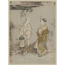 Unknown: Actor Dressed as Courtesan and Servant with Lantern - Museum of Fine Arts