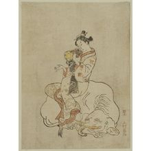 Unknown: Courtesan Playing a Drum; Parody of the Bodhisattava Fugen - Museum of Fine Arts