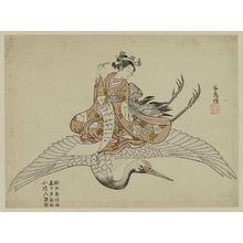 Suzuki Harunobu: Woman Riding a Flying Crane - Museum of Fine Arts