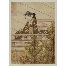 鈴木春信: Young Woman Seated on the Balcony of Kiyomizu Temple - ボストン美術館