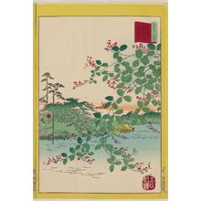 Utagawa Hiroshige II: Bush Clover at the Kameido River in Tokyo (Tôkyô Kameido-gawa hagi), from the series Thirty-six Selected Flowers (Sanjûrokkasen) - Museum of Fine Arts