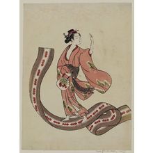 Suzuki Harunobu: Woman Flying on a Length of Cloth; Parody of the Immortal Wu Zhishi - Museum of Fine Arts