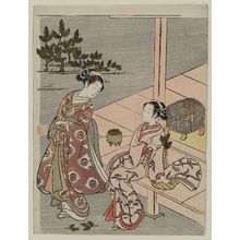 鈴木春信: Two Women Collecting Pine Shoots for New Year - ボストン美術館