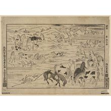 西村重長: Horses in Water, Newly Published (Shinpan Mizu-uma no zu) - ボストン美術館