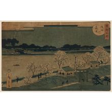 Utagawa Hiroshige II: Mimeguri Embankment on the Sumida River (Sumidagawa Mimeguri tsutsumi), from the series Famous Places in the Eastern Capital (Tôto meisho) - Museum of Fine Arts