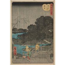 Utagawa Hiroshige II: Night Rain at Makurabashi (Makurabashi yau), from the series Eight Views of the Sumida River (Sumidagawa hakkei) - Museum of Fine Arts