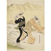Suzuki Harunobu: Two Girls Walking on a Windy Day - Museum of Fine Arts