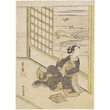 鈴木春信: Poem by Saigyô Hôshi, from an untitled series of Three Evening Poems (Sanseki) - ボストン美術館