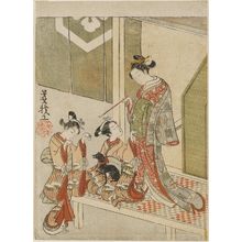 Suzuki Harunobu: Courtesan and Two Kamuro Playing with a Dog - Museum of Fine Arts