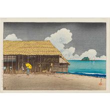 川瀬巴水: Beach Shed at Himi in Etchû Province (Hama shôoku [Etchû Himi]), from the series Souvenirs of Travel II (Tabi miyage dai nishû) - ボストン美術館