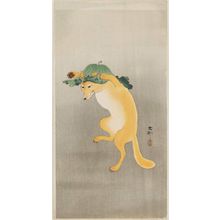 Ohara Koson: Dancing Fox with Lotus-leaf Hat - Museum of Fine Arts