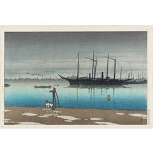 川瀬巴水: Akashi-chô after Rain (Akashi-chô no ugo), from the series Twenty Views of Tokyo (Tôkyô nijûkei) - ボストン美術館