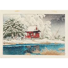 川瀬巴水: The Inokashira Benten Shrine in Snow (Shatô no yuki) - ボストン美術館