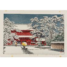川瀬巴水: Zôjô-ji Temple in the Snow (Yuki no Zôjô-ji) - ボストン美術館