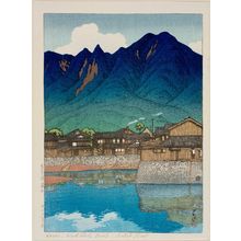 Japanischer Druck "Mayuyama at the Port of Shimabara (Shimabara minato Mayuyama), from the series Selected Views of Japan (Nihon fûkei senshû)" von Kawase Hasui, 川瀬巴水 (Kawase Hasui)