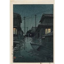 川瀬巴水: Evening Rain at Kawarago (Kawarago no yau) - ボストン美術館