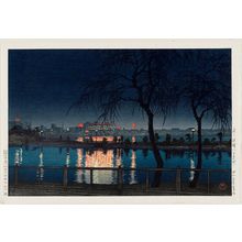 川瀬巴水: Shinobazu Pond at Night (Yoru no chihan [Shinobazu no ike]) - ボストン美術館