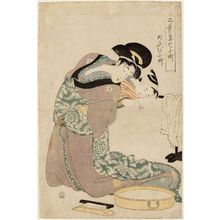 喜多川歌麿: Parrot Komachi (Ômu Komachi), from the series Little Seedlings: Seven Komachi (Futaba-gusa nana Komachi) - ボストン美術館