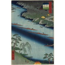 Utagawa Hiroshige: The Kawaguchi Ferry and Zenkôji Temple (Kawaguchi no watashi Zenkôji), from the series One Hundred Famous Views of Edo (Meisho Edo hyakkei) - Museum of Fine Arts