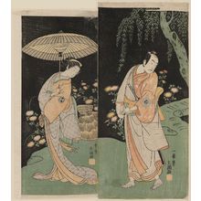 Ippitsusai Buncho: Actors Ichikawa Yaozô II as Akaneya Hanshichi (R) and Segawa Kikunojô II as Ohatsu (L) - Museum of Fine Arts