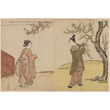 鈴木春信: Young Man and Woman under a Peach Tree - ボストン美術館