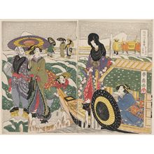 勝川春好: Twilight Snow on the Sumida River (Sumidagawa no bosetsu), from the series Eight Views of Edo in Triptychs (Edo hakkei no uchi, sanmaitsuzuki) - ボストン美術館