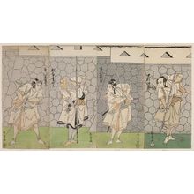 Katsukawa Shunsho, 勝川春章 (Katsukawa Shunshô)による浮世絵「Actors, from right: Nakamura Ichizô, Ichimura Raizô, Matsumoto Kôshirô, Ichikawa Komazô」