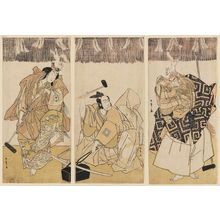 Katsukawa Shunsho: Actors Iwai Hanshirô as Shirome, Nakamura Nakazô as Tsumagoi Inari, and Ichikawa Danjûrô V as Kokaji - Museum of Fine Arts