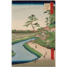 Utagawa Hiroshige: Bashô's Hermitage and Camellia Hill on the Kanda Aqueduct at Sekiguchi (Sekiguchi jôsui-bata Bashôan Tsubakiyama), from the series One Hundred Famous Views of Edo (Meisho Edo hyakkei) - Museum of Fine Arts
