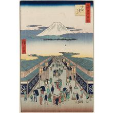 歌川広重: Suruga-chô, from the series One Hundred Famous Views of Edo (Meisho Edo hyakkei) - ボストン美術館