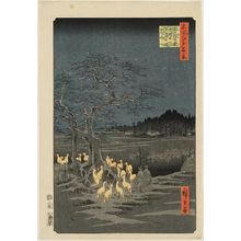 Utagawa Hiroshige: New Year's Eve Foxfires at the Changing Tree, Ôji (Ôji Shôzoku enoki Ômisoka no kitsunebi), from the series One Hundred Famous Views of Edo (Meisho Edo hyakkei) - Museum of Fine Arts