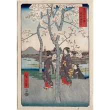 Utagawa Hiroshige: The Sumida River Embankment in Edo (Tôto Sumida-zutsumi), from the series Thirty-six Views of Mount Fuji (Fuji sanjûrokkei) - Museum of Fine Arts