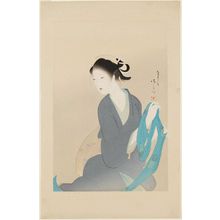 Kaburagi Kiyokata: Woman Holding a Blue Sash - Museum of Fine Arts