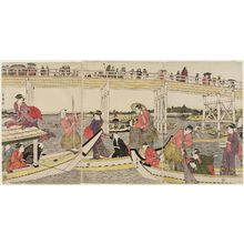 Kitagawa Utamaro: Fishing Boats with Nets under Ryôgoku Bridge - Museum of Fine Arts