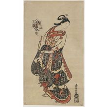 Estampe japonaise "Courtesan with a Stick Puppet Representing Ôtani Hiroji I as a Fishmonger" par Okumura Masanobu, 奥村政信 (Okumura Masanobu)