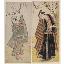 勝川春英: Actors Sawamura Sôjûrô III (R) and Iwai Hanshirô (L) - ボストン美術館
