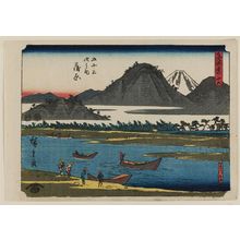 Utagawa Hiroshige: No. 16 - Kanbara: Ferry on the Fuji River (Fujikawa funawatari), from the series The Tôkaidô Road - The Fifty-three Stations (Tôkaidô - Gojûsan tsugi no uchi) - Museum of Fine Arts