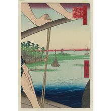 歌川広重: Haneda Ferry and Benten Shrine (Haneda no watashi Benten no yashiro), from the series One Hundred Famous Views of Edo (Meisho Edo hyakkei) - ボストン美術館