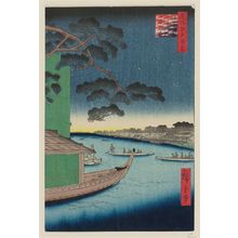 歌川広重: Pine of Success and Oumayagashi, Asakusa River (Asakusagawa Shubi no matsu Oumayagashi), from the series One Hundred Famous Views of Edo (Meisho Edo hyakkei) - ボストン美術館