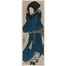 歌川国貞: Woman with Black Hood in Snow - ボストン美術館