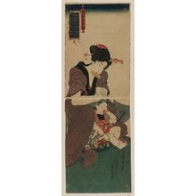 歌川国貞: Woman Arranging Hair of Child, from the series ...ori jisei konomi - ボストン美術館