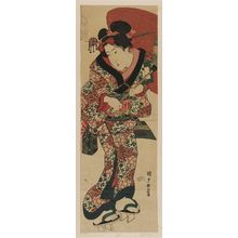 Utagawa Kunisada: Young Woman Walking under Umbrella - Museum of Fine Arts