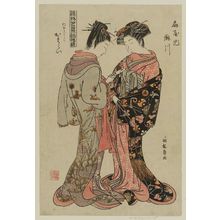 Isoda Koryusai: Takigawa and Katarai of the Ôgiya, from the series Models for Fashion: New Year Designs as Fresh as Young Leaves (Hinagata wakana no hatsu moyô) - Museum of Fine Arts