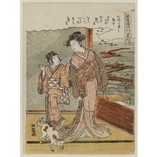 磯田湖龍齋: Descending Geese at Sekiya (Sekiya rakugan), from the series Fashionable Eight Views of the Sumida River (Fûryû Sumidagawa hakkei) - ボストン美術館