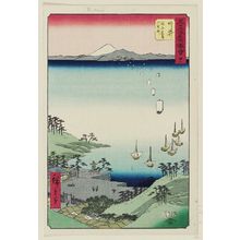 Utagawa Hiroshige, 歌川広重 (Utagawa Hiroshige I)による浮世絵「No. 32, Arai: Ferryboats Arriving at the Checkpoint (Arai, Wataribune chakugan gosekisho), from the series Famous Sights of the Fifty-three Stations (Gojûsan tsugi meisho zue), also known as the Vertical Tôkaidô」